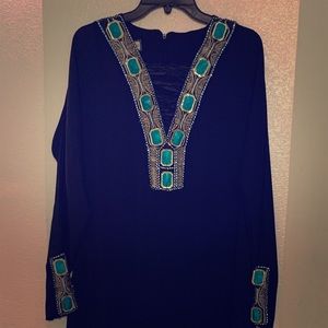 Black abaya beautiful turquoise